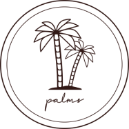 Small logo of CrossFit Palms in brown, featuring the name 'Palms' in stylized font with a palm tree graphic and two full circles.